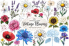 Vintage Single Flowers Clipart Bundle