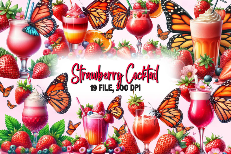 Strawberry Cocktail Clipart Bundle - CraftNest - Digital Crafting and Art