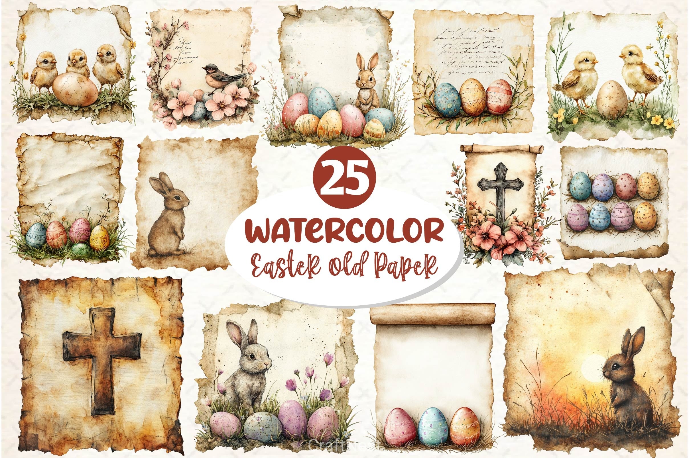 Easter Old Paper Clipart Bundle - CraftNest - Digital Crafting and Art