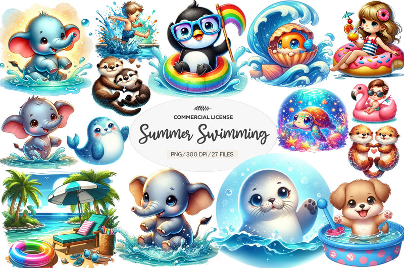Summer Swimming Clipart Bundle - CraftNest - Digital Crafting and Art