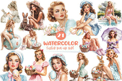 Vintage Easter Pin Up Girl Clipart Bundle - CraftNest - Digital Crafting and Art