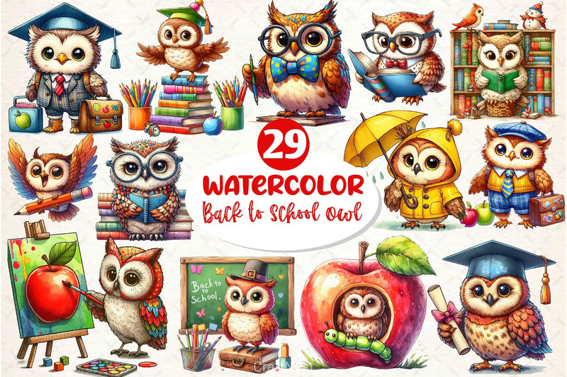 Back To School Owl Clipart Bundle - CraftNest - Digital Crafting and Art