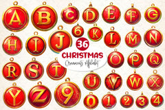 Christmas Ornaments Alphabet Clipart Bundle - CraftNest - Digital Crafting and Art
