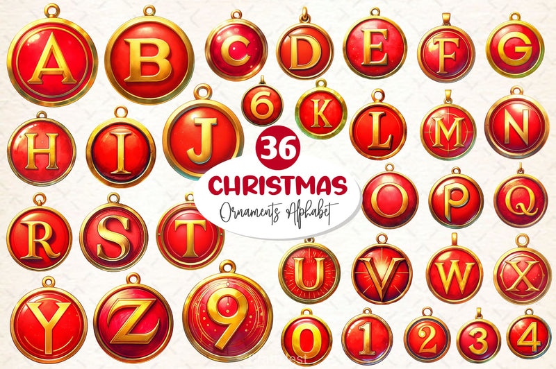 Christmas Ornaments Alphabet Clipart Bundle - CraftNest - Digital Crafting and Art