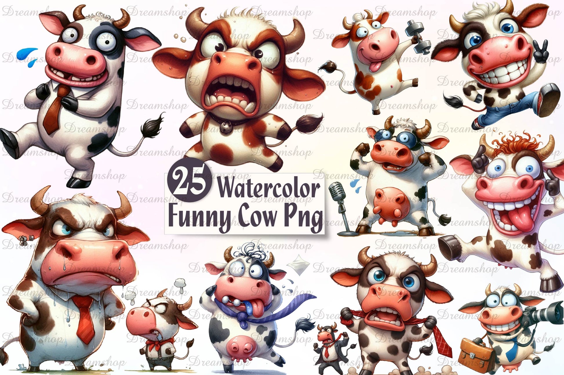 Crazy Funny Cow Clipart Bundle - CraftNest - Digital Crafting and Art