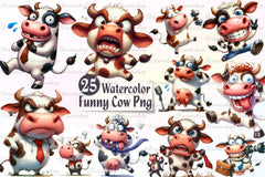 Crazy Funny Cow Clipart Bundle - CraftNest - Digital Crafting and Art