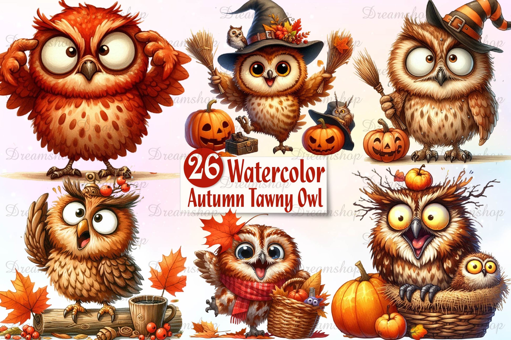Autumn Funny Tawny Owl Clipart Bundle - CraftNest - Digital Crafting and Art