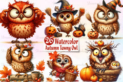 Autumn Funny Tawny Owl Clipart Bundle - CraftNest - Digital Crafting and Art