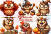 Autumn Funny Tawny Owl Clipart Bundle