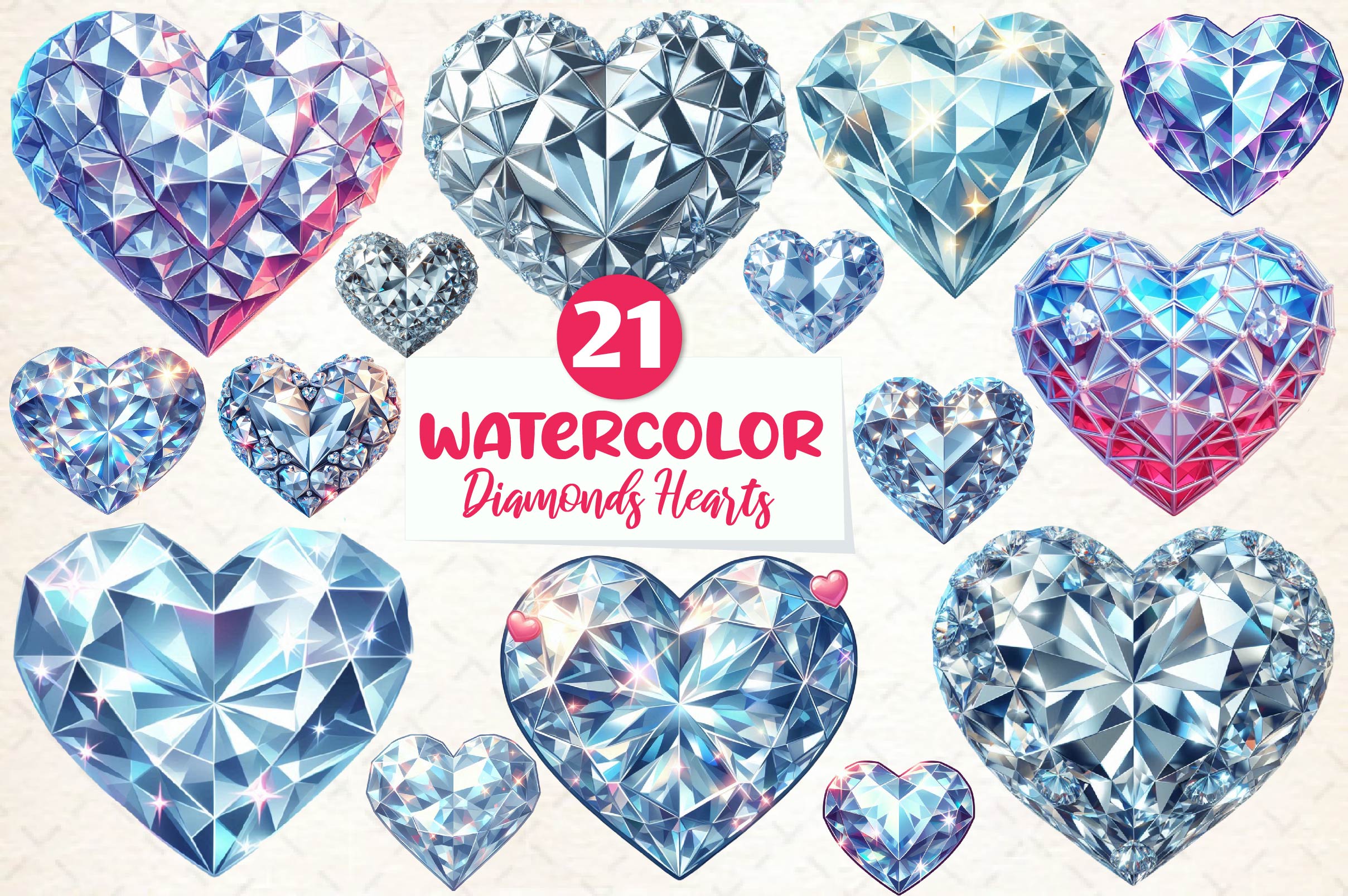Diamonds Hearts Valentines Day Clipart Bundle - CraftNest - Digital Crafting and Art