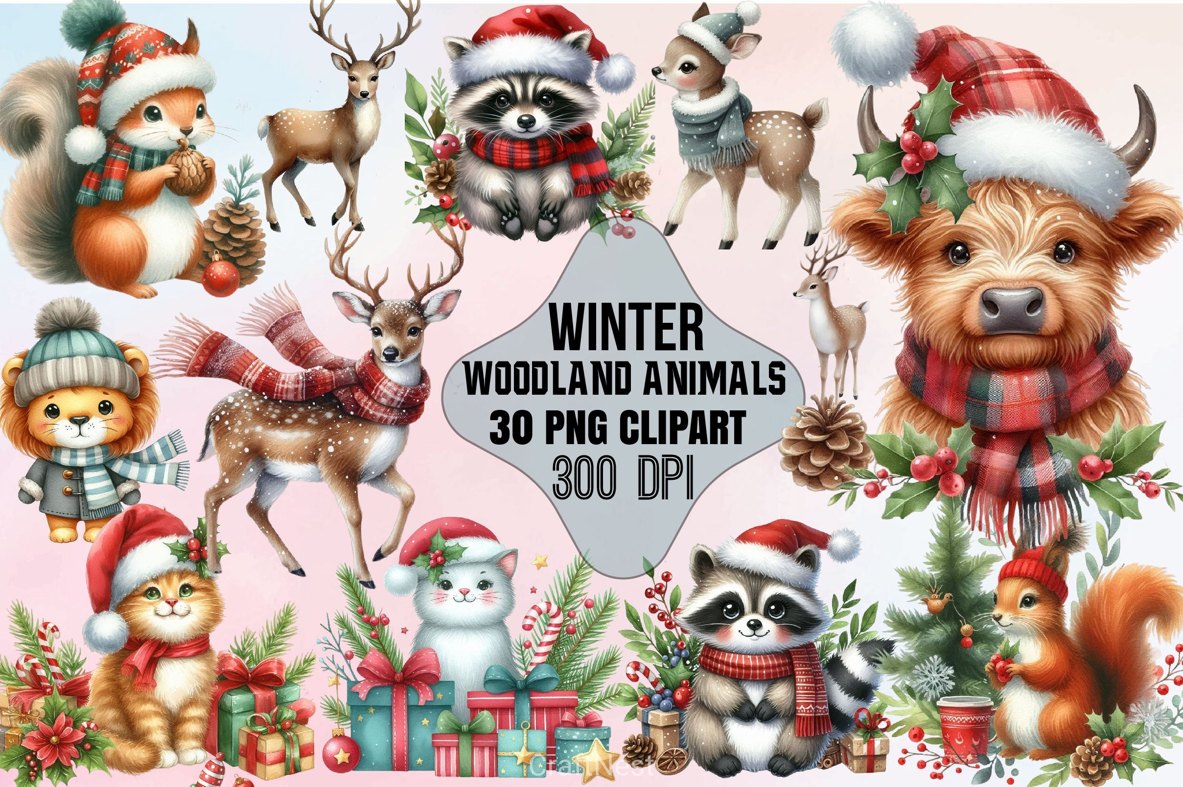 Winter Animal Clipart Bundle - CraftNest - Digital Crafting and Art
