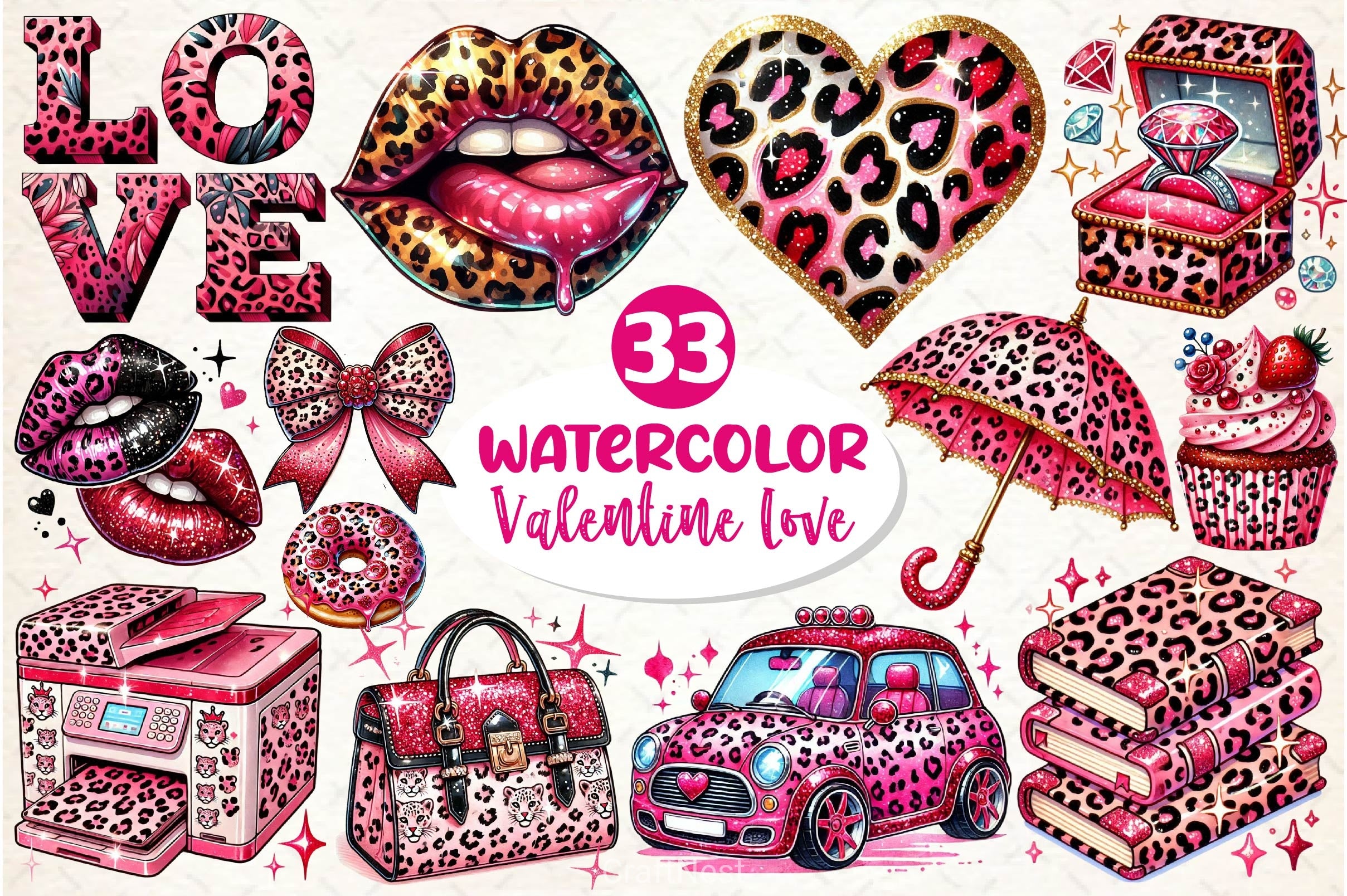 Valentine Love Leopard Clipart Bundle - CraftNest - Digital Crafting and Art