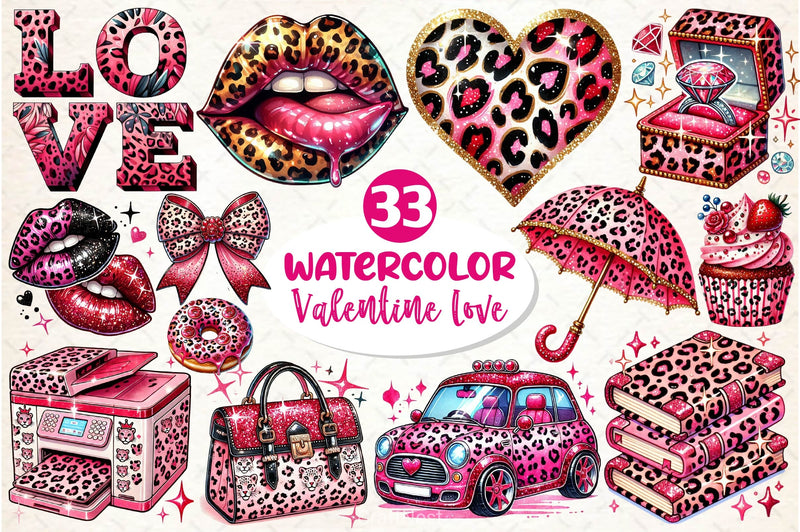 Valentine Love Leopard Clipart Bundle - CraftNest - Digital Crafting and Art