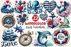 Navy Valentine Clipart Bundle - CraftNest - Digital Crafting and Art