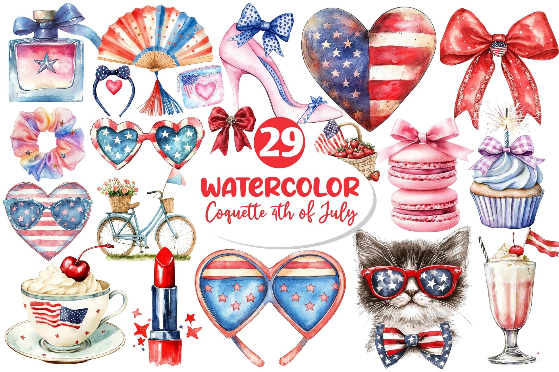 Coquette 4th Of July Clipart Bundle - CraftNest - Digital Crafting and Art