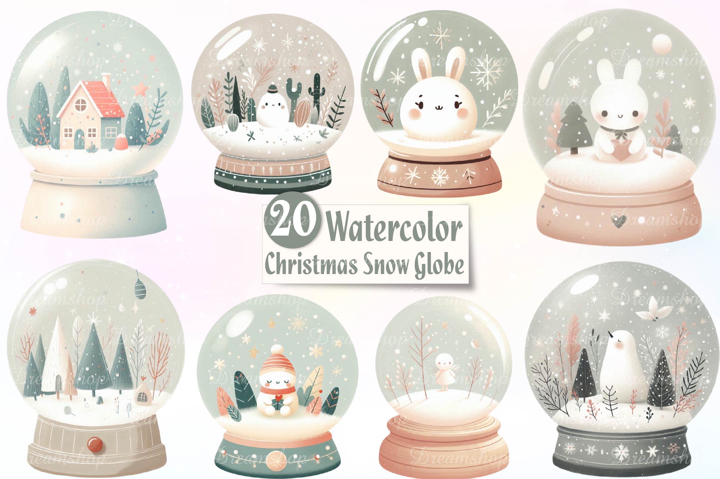 Christmas Snow Globe Clipart Bundle - CraftNest - Digital Crafting and Art