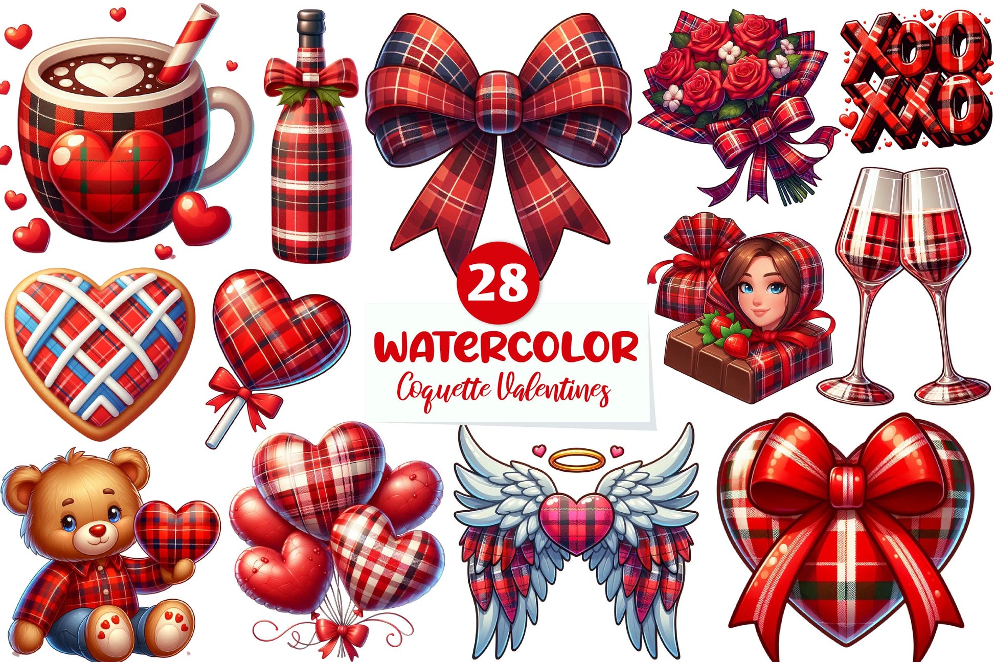 Coquette Valentines Clipart Bundle - CraftNest - Digital Crafting and Art