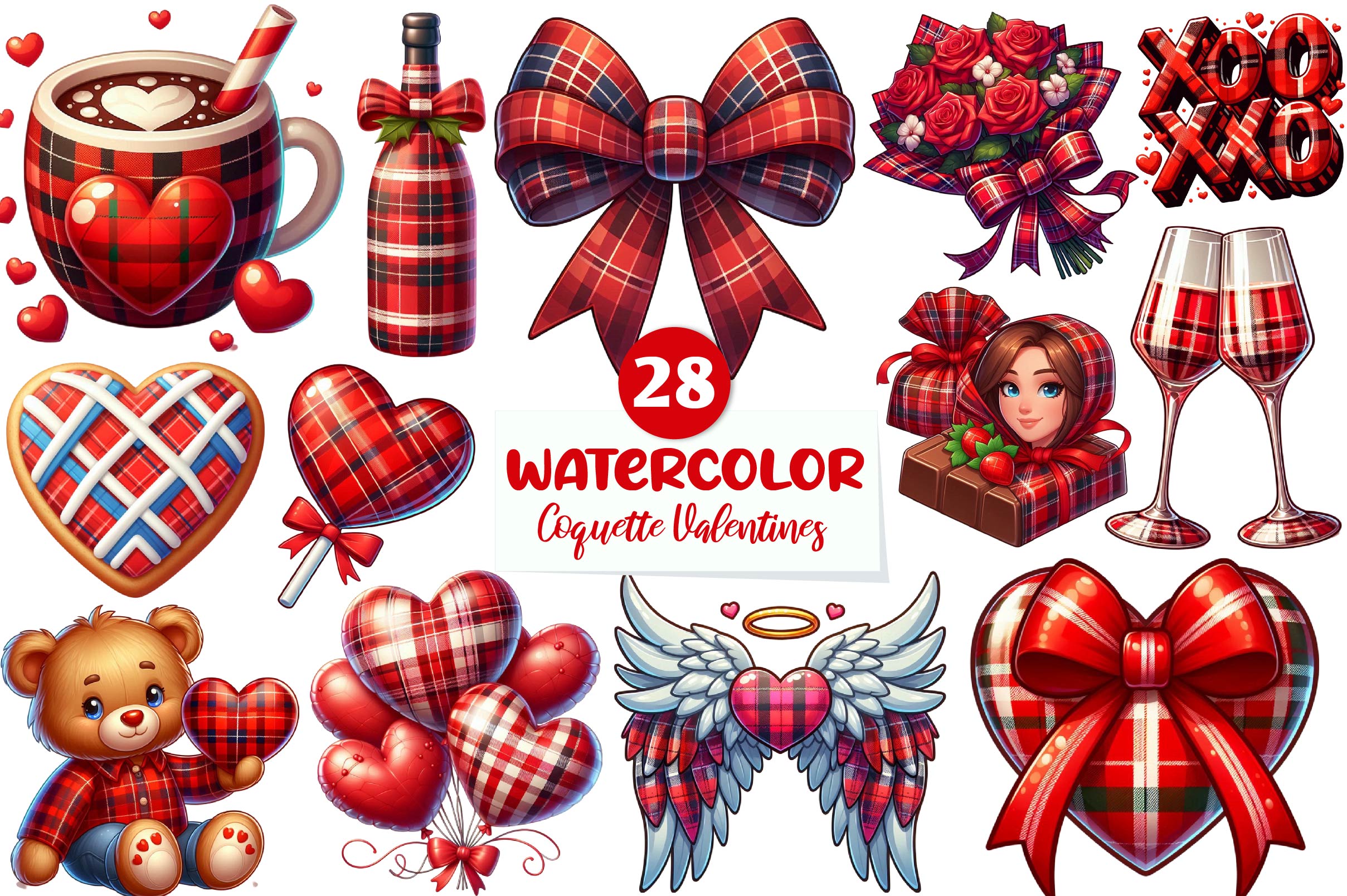 Coquette Valentines Clipart Bundle - CraftNest - Digital Crafting and Art