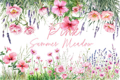 Pink Summer Meadow Clipart Bundle - CraftNest - Digital Crafting and Art