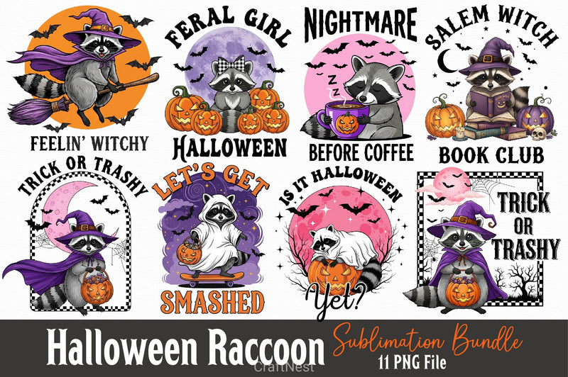 Vintage Halloween Raccoon Clipart Bundle - CraftNest - Digital Crafting and Art