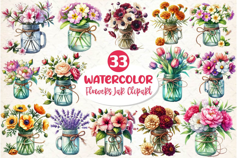 Flower Jar Clipart Bundle 6 - CraftNest - Digital Crafting and Art