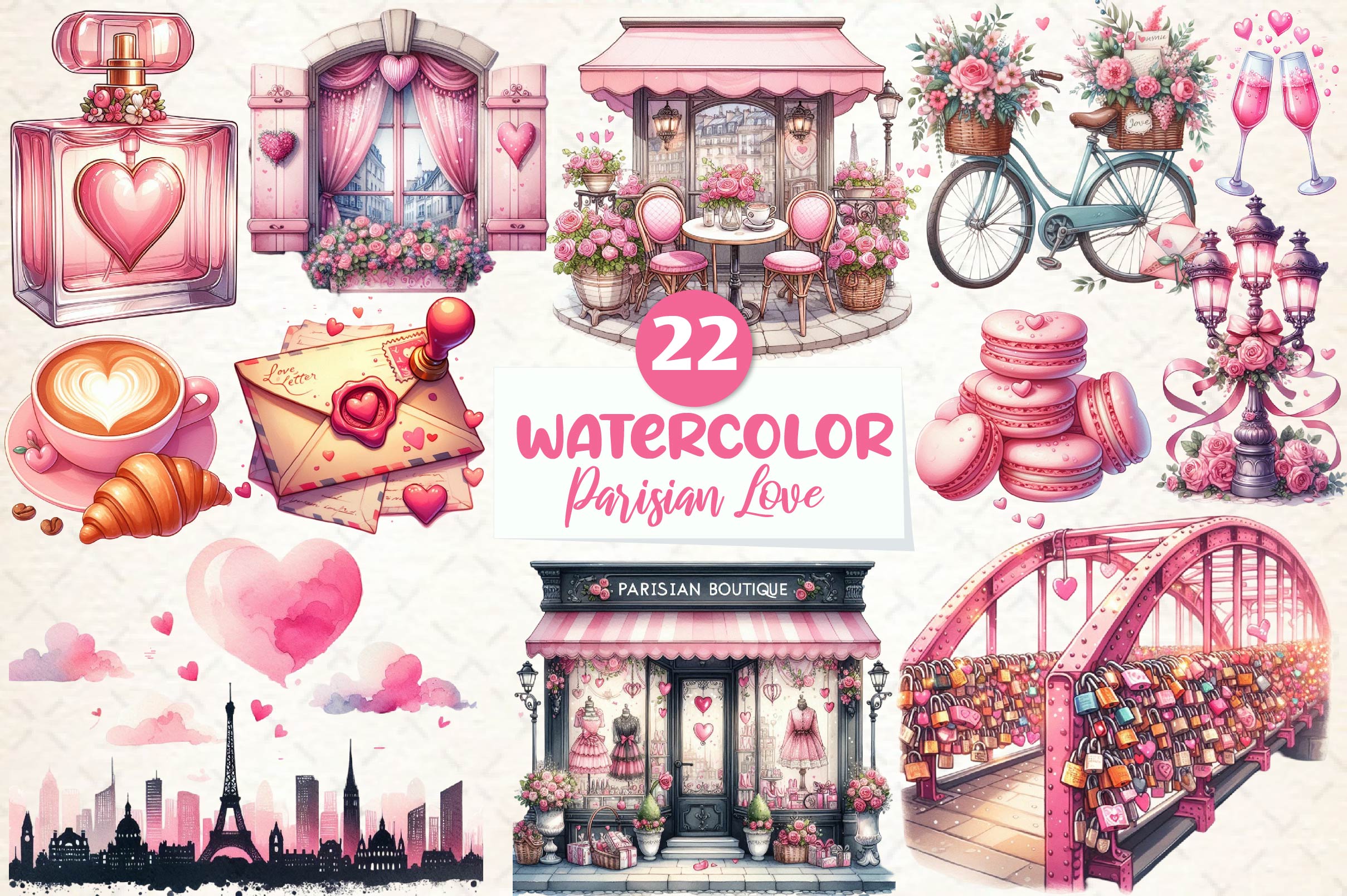 Parisian Love Clipart Bundle - CraftNest - Digital Crafting and Art