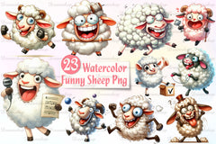 Cute Sheep Funny Sheep Clipart Bundle - CraftNest - Digital Crafting and Art