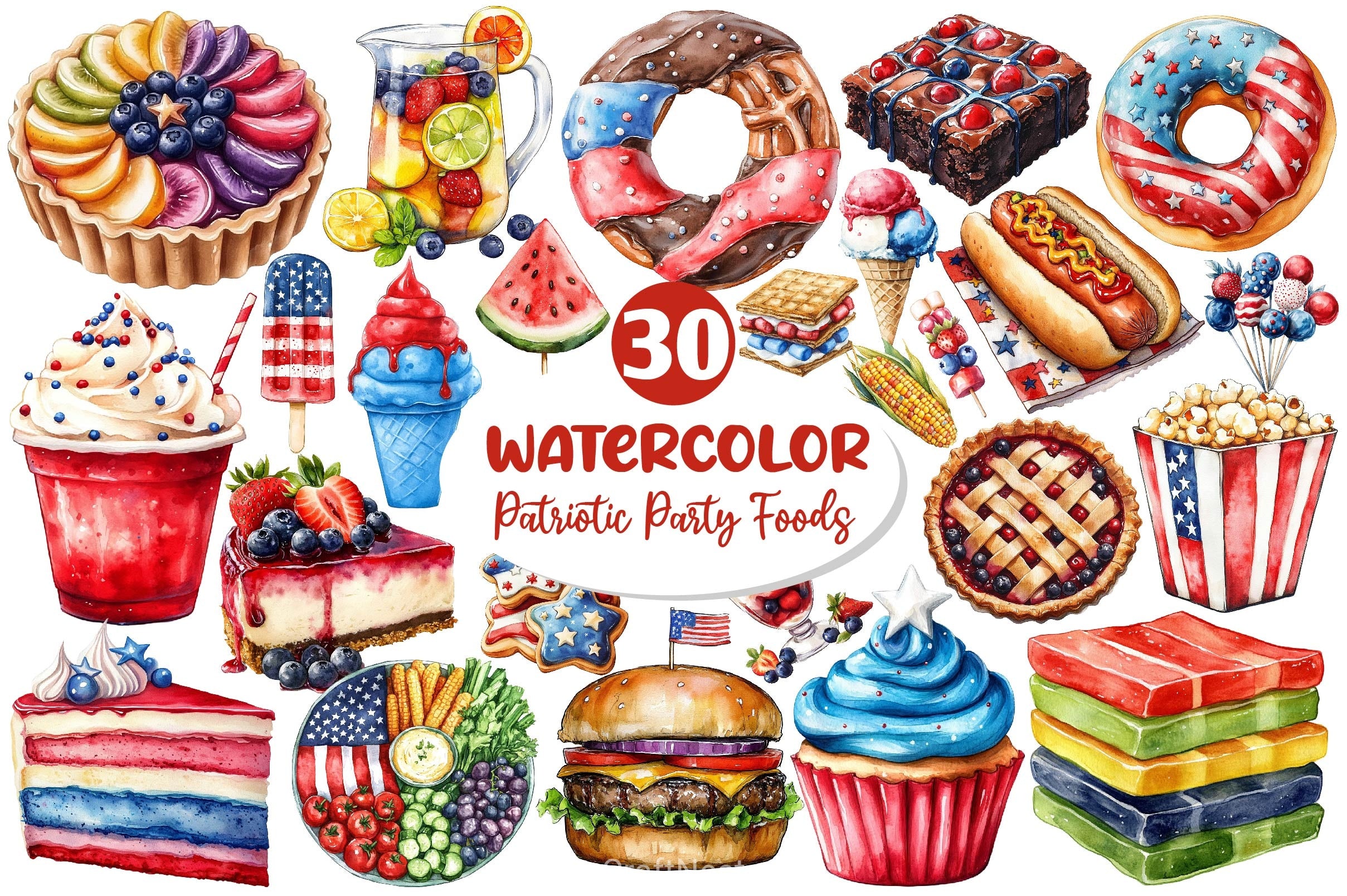 Patriotic Party Foods Clipart Bundle - CraftNest - Digital Crafting and Art