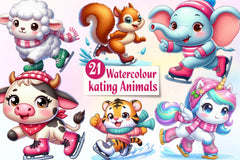 Baby Animals Skating Clipart Bundle - CraftNest - Digital Crafting and Art