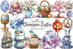Chinoiserie Easter Clipart Bundle - CraftNest - Digital Crafting and Art