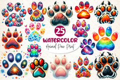 Colorful Animal Paw Print Clipart Bundle 2 - CraftNest - Digital Crafting and Art
