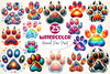 Colorful Animal Paw Print Clipart Bundle 2