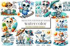 Funny Skeleton Sayings Summer Clipart Bundle - CraftNest - Digital Crafting and Art