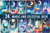 Magic And Celestial Deer Tarot Card Clipart Bundle
