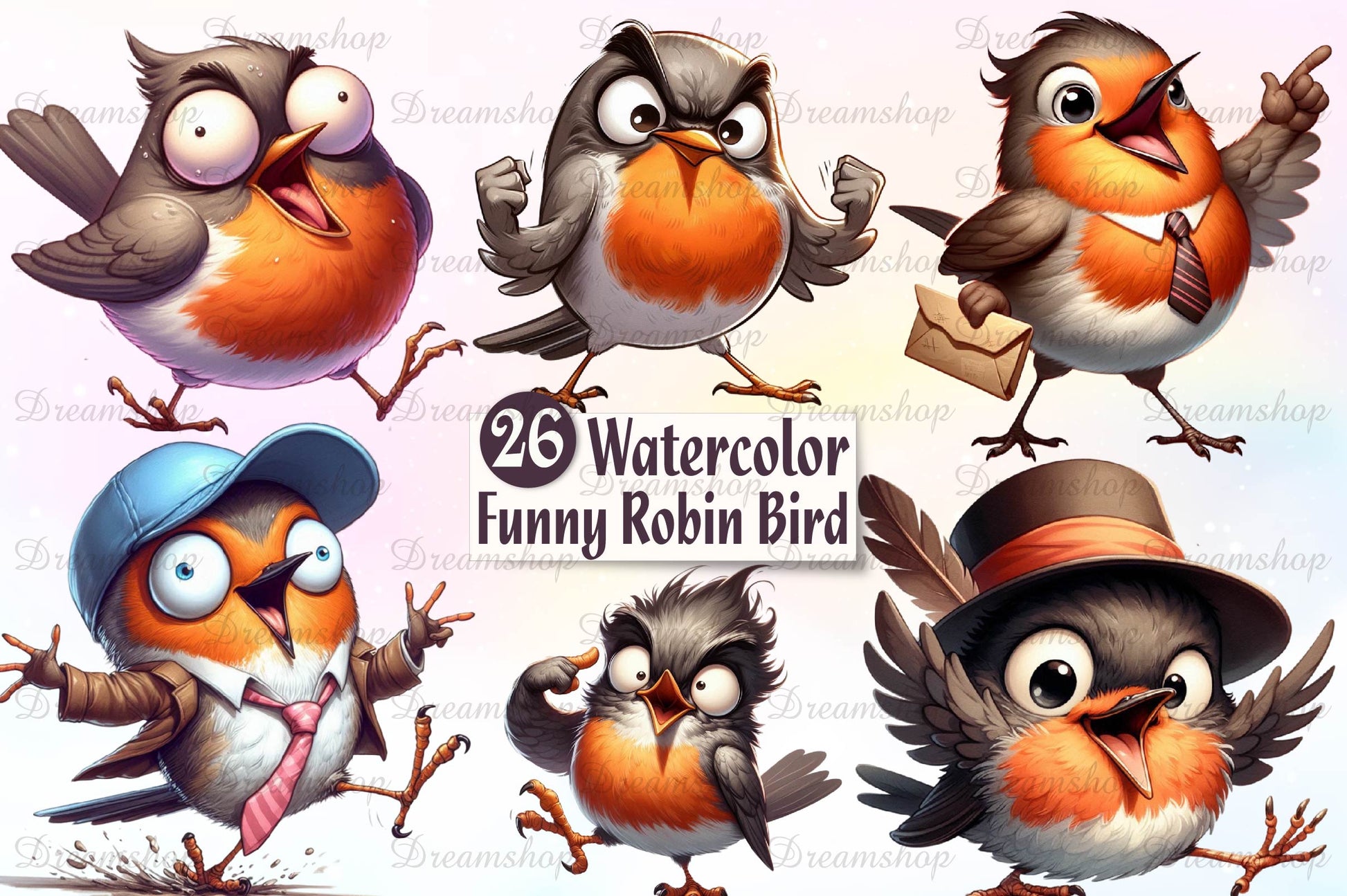 Funny American Robin Bird Clipart Bundle - CraftNest - Digital Crafting and Art
