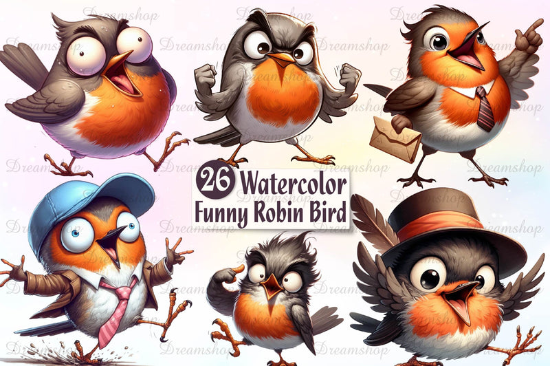 Funny American Robin Bird Clipart Bundle - CraftNest - Digital Crafting and Art