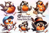 Funny American Robin Bird Clipart Bundle