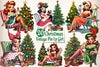 Vintage Pin Up Girl Christmas Clipart Bundle