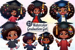 Girl Afro Graduation Clipart Bundle - CraftNest - Digital Crafting and Art