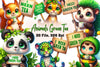 Cute Animals I Need Green Tea Clipart Bundle