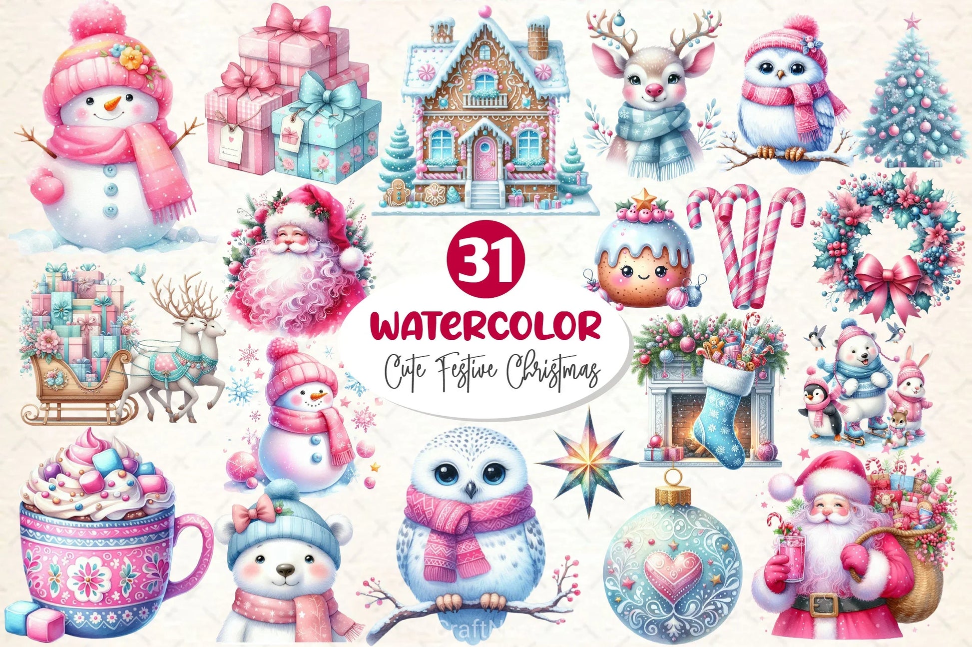 Cute Festive Christmas Clipart Bundle - CraftNest - Digital Crafting and Art