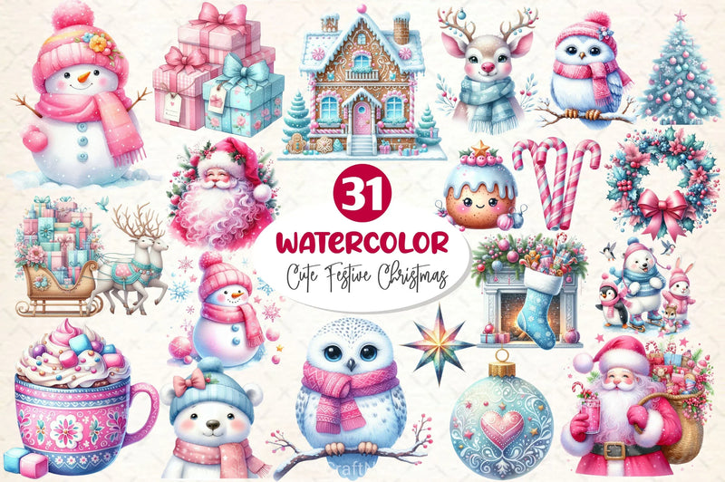 Cute Festive Christmas Clipart Bundle - CraftNest - Digital Crafting and Art