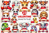 Valentine Animal Red Heart Banner Clipart Bundle