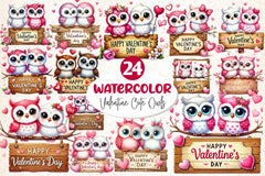 Valentine Cute Owls Clipart Bundle - CraftNest - Digital Crafting and Art