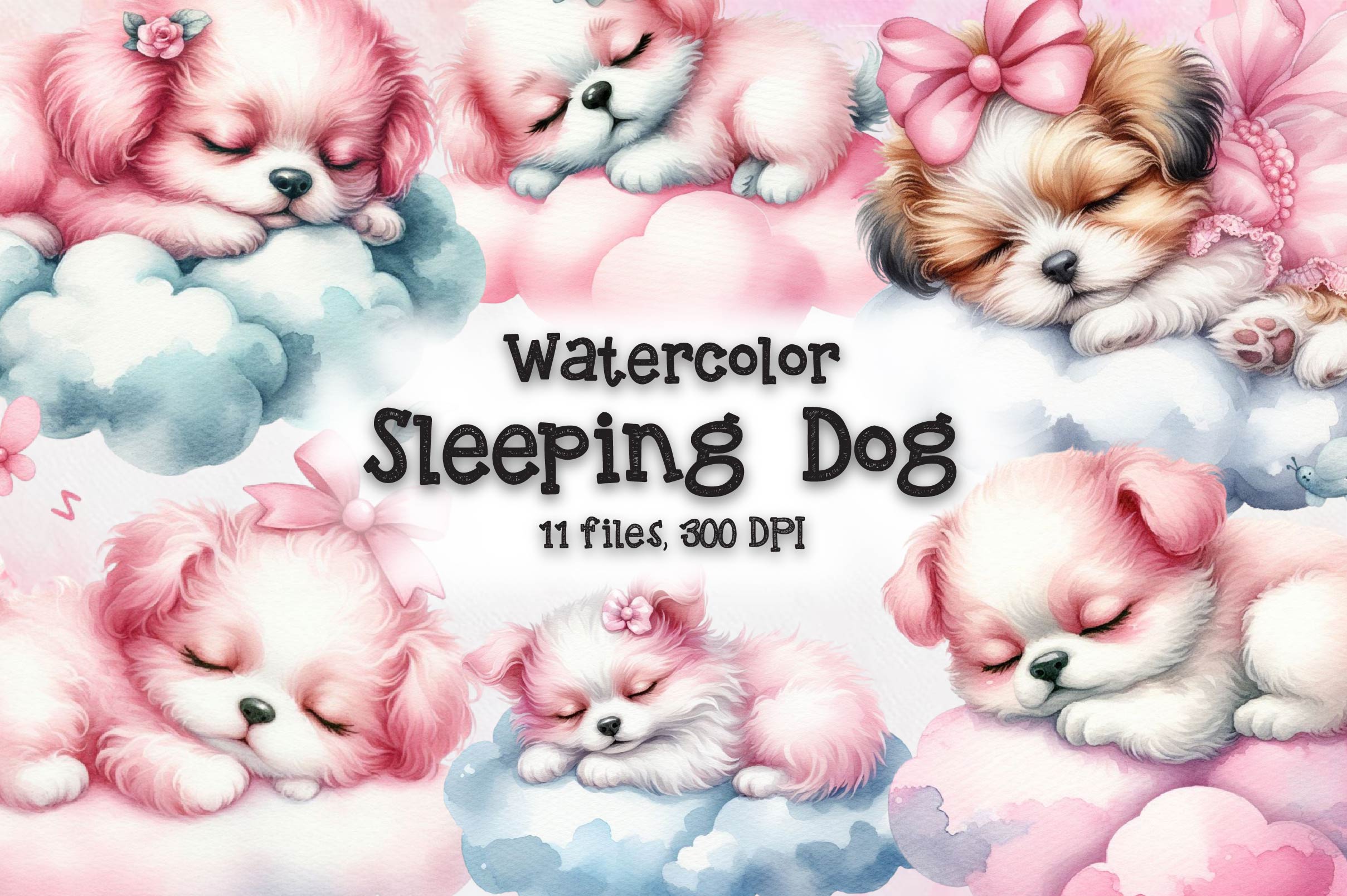 Watercolour Sleeping Cow Clipart Bundle - CraftNest - Digital Crafting and Art
