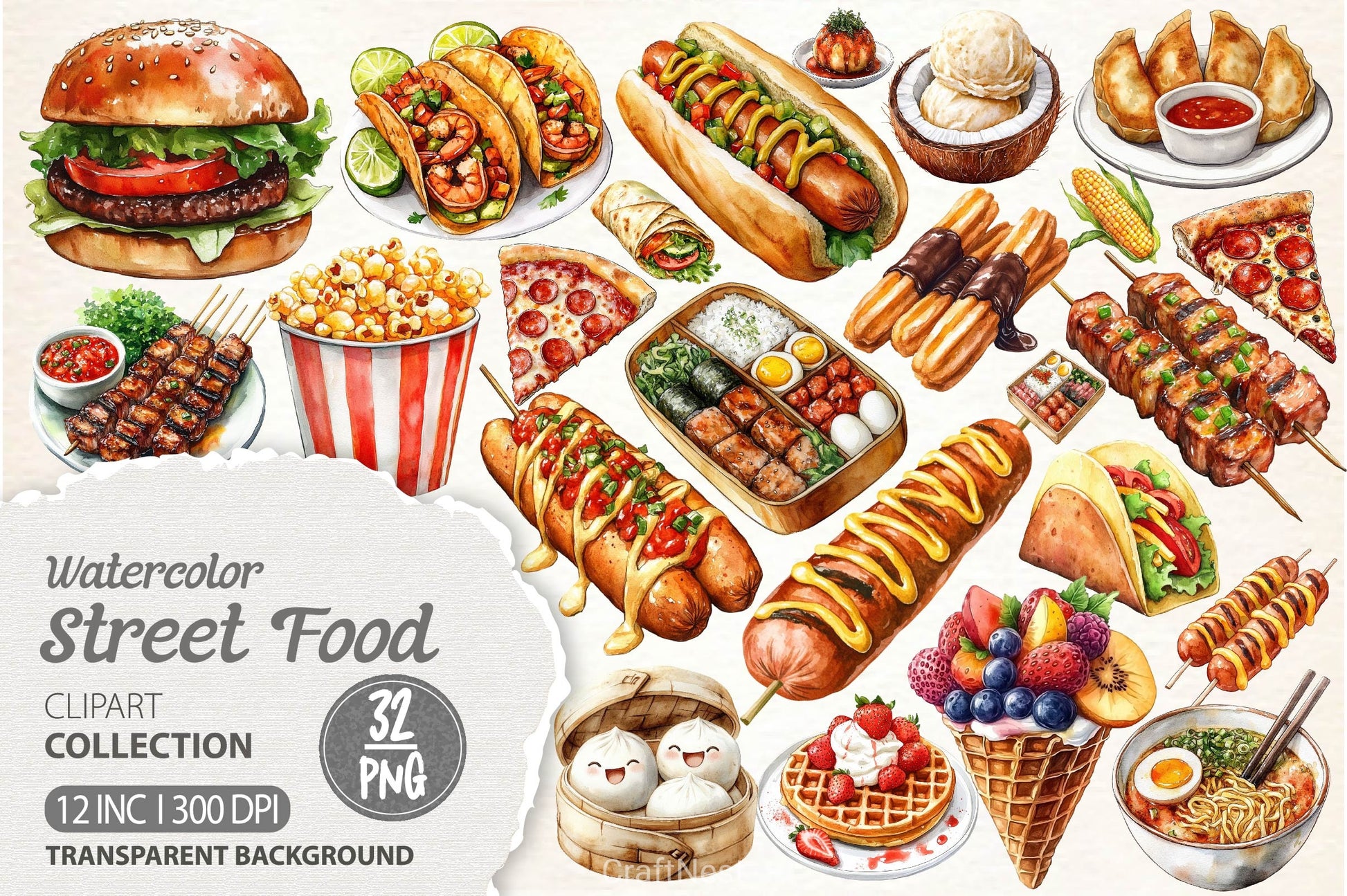 Street Food Clipart Bundle - CraftNest - Digital Crafting and Art