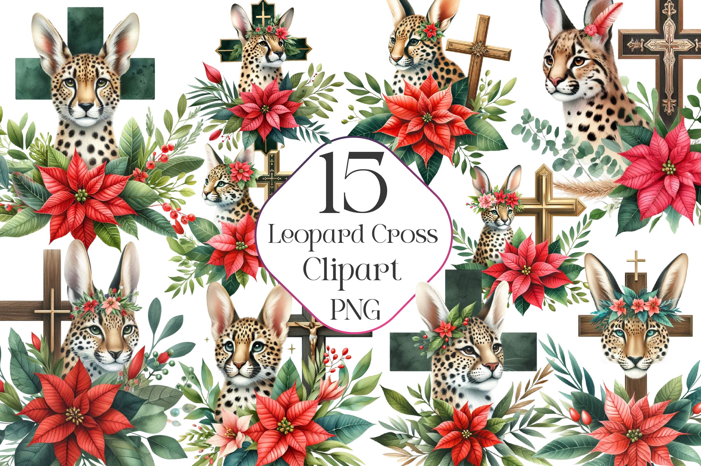 Leopard Cross Clipart Bundle - CraftNest - Digital Crafting and Art
