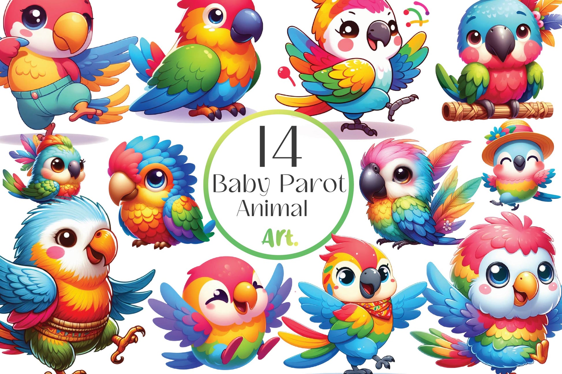 Baby Parot Clipart Bundle - CraftNest - Digital Crafting and Art