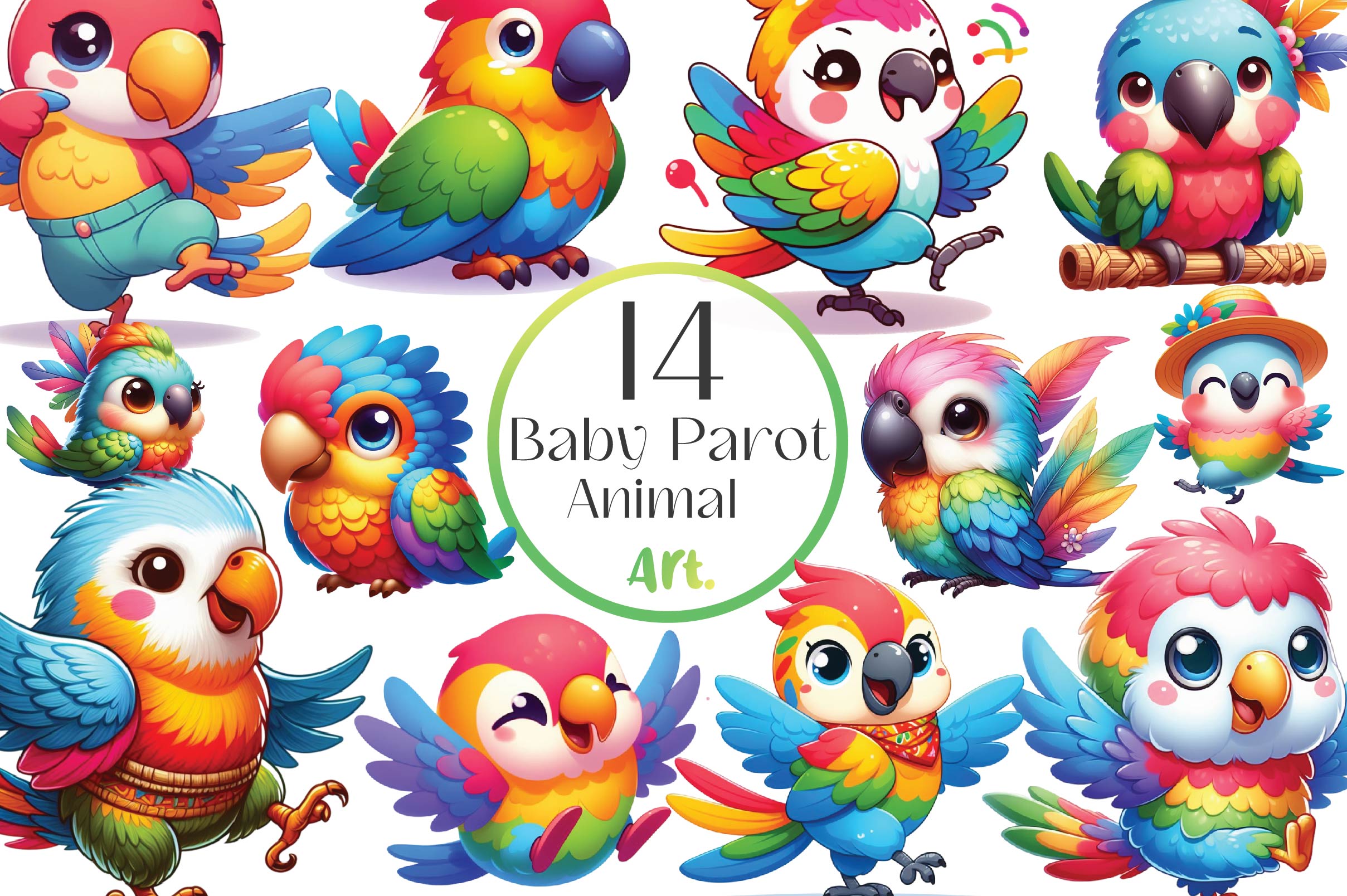 Baby Parot Clipart Bundle - CraftNest - Digital Crafting and Art