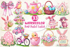Pink Pastel Easter Clipart Bundle - CraftNest - Digital Crafting and Art